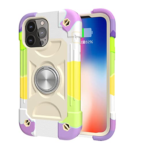 Coque iPhone 8 Plus Silicone Porte-Anneau Antichoc Géométrique Flexible Beige