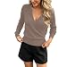 Generisch Pullover Damen - Modern Pullover Für Damen Langarm Elegant Strick V Ausschnitt Pullis Basic Pulli Ohne Kapuze Sweatshirt Herbst Oberteile Frauen Einfarbig Langarmshirt Kleidung Damenpullis