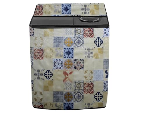 Image of Stylista PVC Washing Machine Cover Compatible for GODREJ 6.8KG Semi-Automatic Top Loading WS Edge 680 CT, Mosaic Pattern Yellow