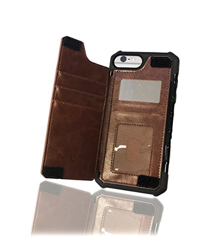 Limited Stock iPhone 8 Plus/7 Plus/6s Plus Wallet Case - AXLEP Credit Card Holder RFID Protected Apple Wallet Case W/Leather Slot, ID Badge Holder & Side Mirror for Essentials Compacted Daily-Use (Brown)