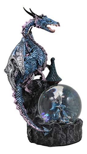 Figura Dragón Azul Metálico con Globo de Agua y Castillo 8" miniatura 3