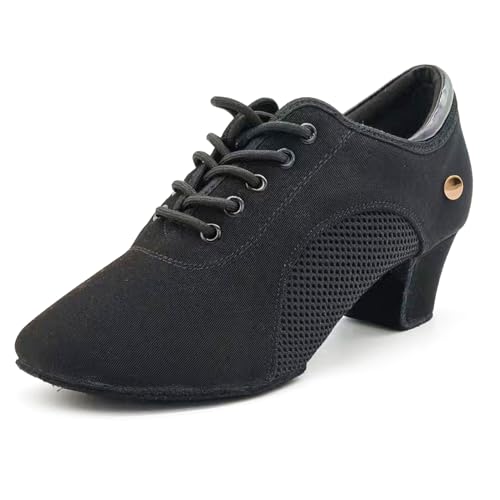 ZYXNYGV Women's Ballroom Dance Shoes Suede Sole Closed Toe Lace-up Suede Sole Professional Modern...
