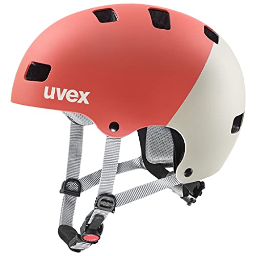 uvex Unisex Jugend, kid 3 cc Fahrradhelm, grapefruit - sand mat, 51-55 cm