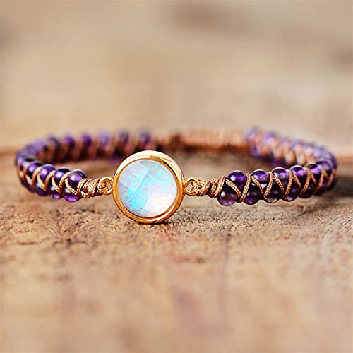 Bracelet améthyste ajustable tressé anti-irritation