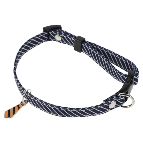 FONDOTIN 2 Piezas Collar Ajustable para Mascotas 25-35 Cm Pajarita de Rayas Azul, 2 Piezas, Poliéster Transpirable para Perros y Gatos Pequeños y Grandes, Uso Diario y Bodas