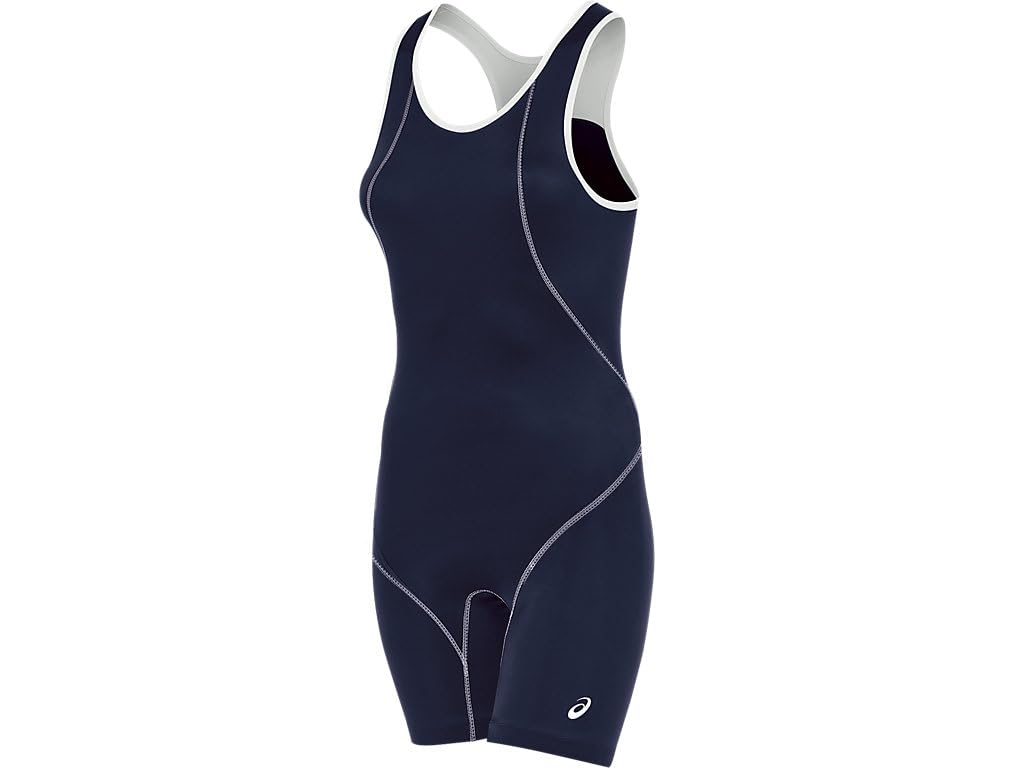 ASICS Women's Snap Down Wrestling Singlet, Navy/White, X-Large
