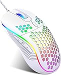 Wired Gaming Mouse, Computer Mouse Ergonomic Mice Honeycomb Design with RGB Backlight, 6 Buttons, 7200 Adjustable DPI for PC/Mac/Laptop