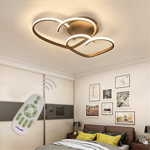 LED Modern Deckenleuchte Dimmbar Wohnzimmerlampe Fernbedienung, Neue Liebe Herz Design Acryl-schirm Deckenlampe Metall Kronleuchter für Esszimmer Küche Schlafzimmer Bad Decke Leuchten L55*W45cm Cover