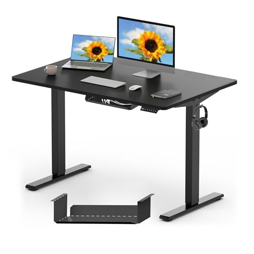 FLEXISPOT Scrivania Regolabile In Altezza Elettrica 120x60cm, Scrivania Regolabile In Altezza A 2 Livelli Con Gancio E Promemoria Seduta-Stand (Nero)