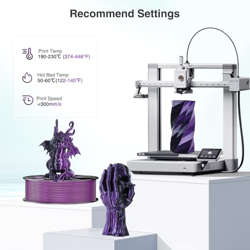 Image of Dual Color Silk PLA Fialment 1.75mm, Black Purple Color Changing Filament 1KG, High Speed PLA Shiny Coextrusion 3D Printing Filament for Bambu Lab, AMS, Amslite, Fits Most FDM 3D Printers