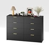 IDEALHOUSE 8 Drawer Dresser for Bedroom, Large Fluted Chest of Drawers, Wood Dressers Storage Organizer, Storage Cabinet for Bedroom Living Room Home Office