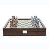 Manopoulos Greek-Roman Army Chess Set - Blue & Copper - Wooden Case - Blue Board - 2 Players - Age 8+