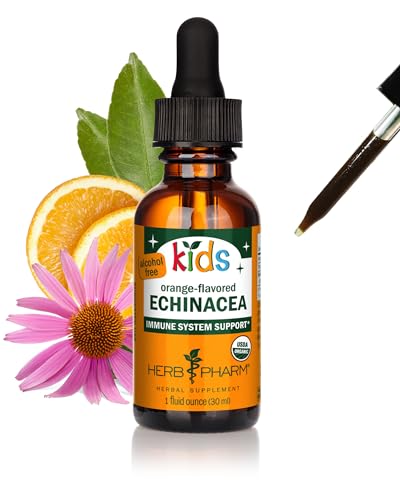 Herb Pharm Kids Echinacea Extract Alcohol-Free Certified Organic Liquid Herbal Supplement for Kids Immune Support Drops for Toddlers & Children Non-GMO Vegan Echinacea Purpurea Root 1 fl oz
