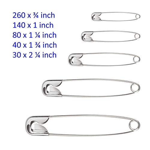 image for Hongyitime 550 Pack Safety Pins for Sewing Craft Cloth,Safety Pins Ass