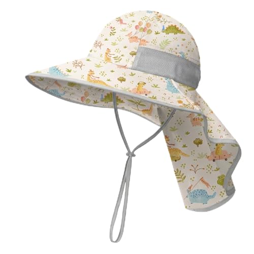 Image of icolor Kids Sun Hat UPF50+ Sun Protection Bucket Hat Toddler Summer Beach Play Hats with Neck Flap for Girl Boy Ages 3~10