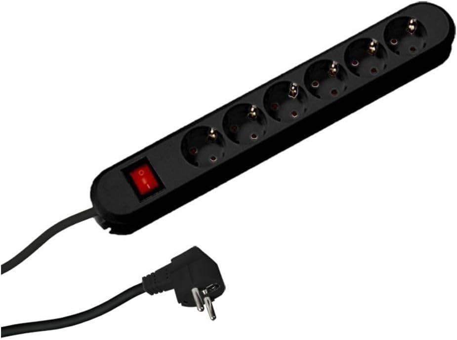 Bachmann Smart 6xCEE7/3 bk 1xswitch Power 3m CEE7/7 Smart 6X, W125898505 (Power 3m CEE7/7 Smart 6X Schuko H05VV-F 3G 1.50mmý 16A/3680W 3m, 3 m, 6 AC Outlet(s), Plastic, Black,)