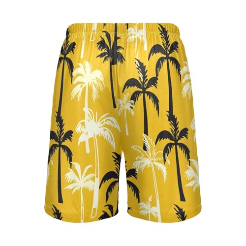 Palm Tree Yellow Pajama Shorts for Men Lounge Pants Lounge Bottoms Super Soft Men Pajama Bottoms with Pockets, S-XXL2