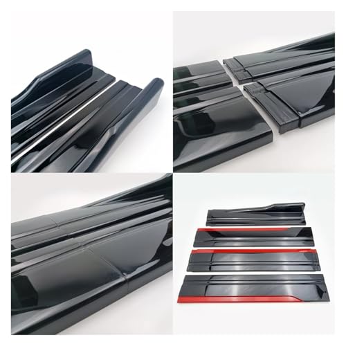 Faldón lateral universal para coche negro brillo de 8 uds con alerón de labios 4