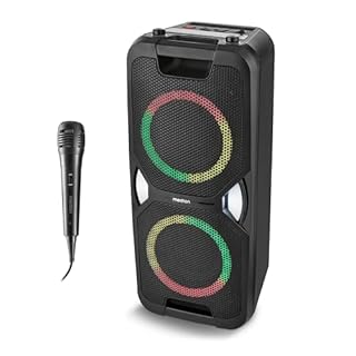 MEDION PE-1 Pure Enceinte Portable de soirée (Enceinte Bluetooth, Partybox avec Batterie, Enceinte avec Micro, Karaoke Adulte, Jeu de lumières, 26 Heures d'autonomie, AUX, USB, Radio, MD 400000)