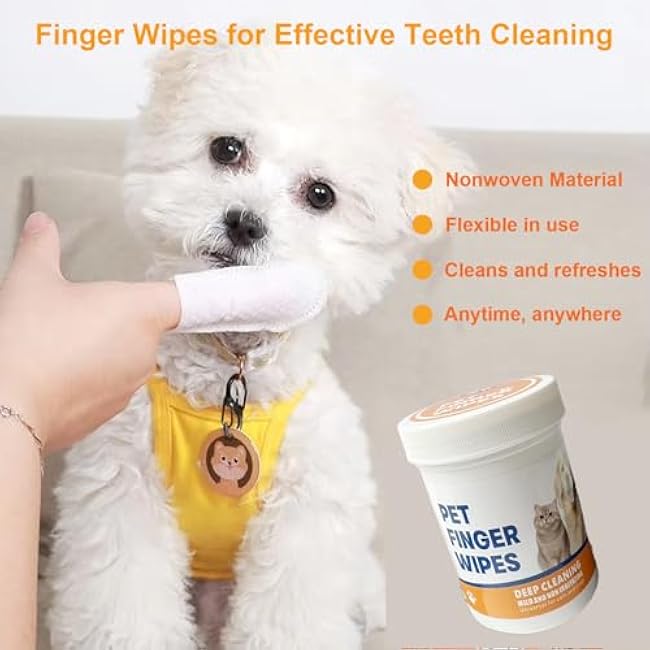 Pet Finger Wipes, Dog Ear Wipes for Dog Ear Infection Treatment, Gentle and Safe Pet Ear Cleaning Ear Cleaner for Allergies and Itching, Pet Dental Finger Wipes for Dogs and Cats, Furry Animals 50pcs-OvtrQdU0