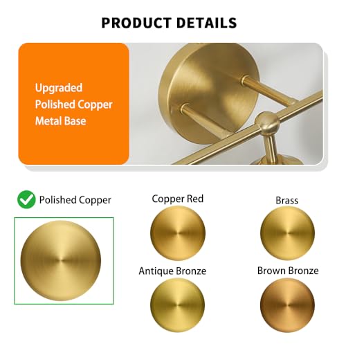 Image of Modern Brushed Brass 5-Lights Bathroom Vanity Light, Lighting Fixtures Over Mirror with Milky White Glass Ball Shades, Wall Sconces for Bathroom Dressing Table Bedroom