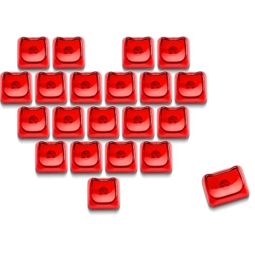 GMKWTL XVX Blank Transparent Keycaps, Sweet Heart PC Custom Keycap Set, Backlit Red Candy Keyboard Keycaps Mao Profile for MX Switches Mechanical Keyboard (21pcs)