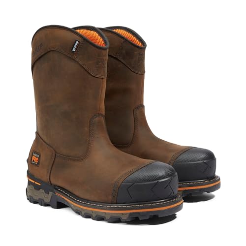 Timberland PRO Men's Boondock Pull-On Composite Safety Toe Puncture Resistant Insulated Waterproof Industrial Work Boot, Brown-2024 NEW, 15 W US