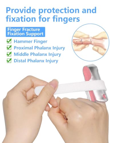 Image of Pinky Finger Splint, Trigger Finger Brace, 2PCS, Small, Pink | For Arthritis, Broken Fingers and Knuckle Immobilization; Finger Brace Joint Stabilizer