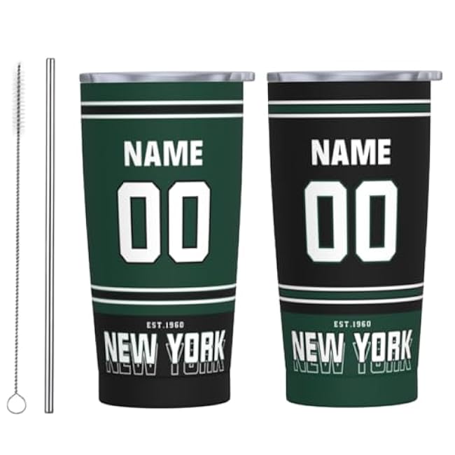 Green Bay Customize 20oz stainless steel Cup and Straw, Gifts for Men Women, Stainless Steel Vacuum Insulated Flip Straw Spill Proof Travel Mug Cup