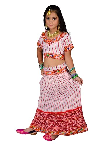 Image of AHHAAAA Kids Ethnic Ghoomar Lehenga Choli-Chania Choli with Dupatta Set for Baby Girls Y0033