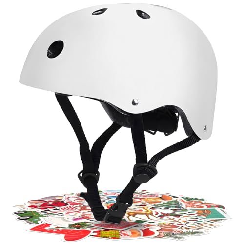 LeapBeast Skaterhelm Fahrradhelm, Belüftung | Sicherheit | leicht | Skateboarding Helm für Fahrrad Skateboard Scooter BMX Kind Erwachsene (Weiß Schwarz, S)