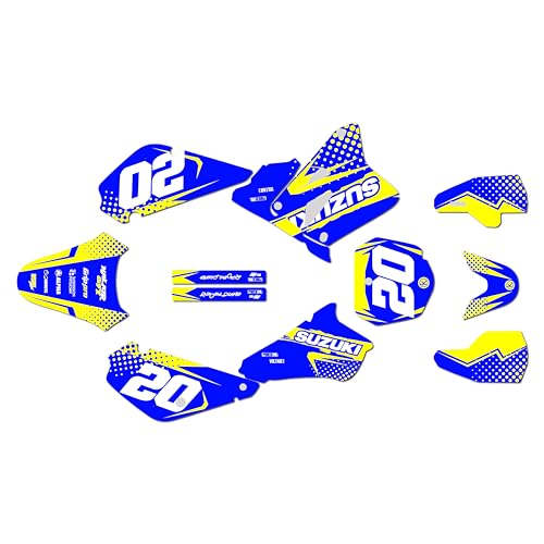 Kalair GFX Graphics Kit for Suzuki RM85 (2001+) Spear Series YEL-Blue 16 Mil - On/Off the Road - Dirt Pit Bike Motorcycle Stickers, Dirtbike Racing Automotive Decal Motocross Accessories no-Plastics