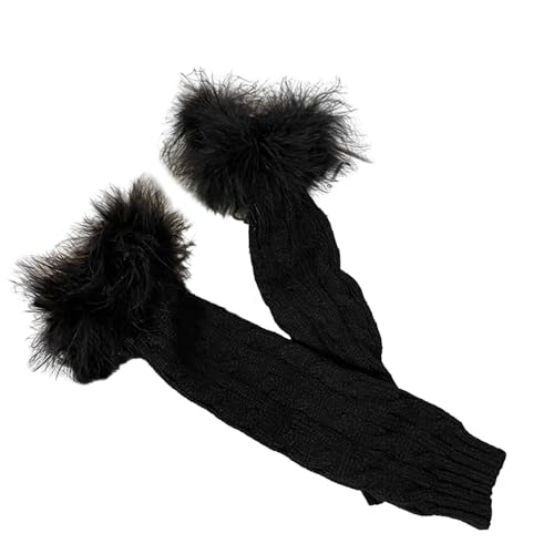 HERAON Fingerless Gloves For Teens Girls Elegant Cable Knit Long Gloves Women Accessories Elastic Decorative Arm Sleeves