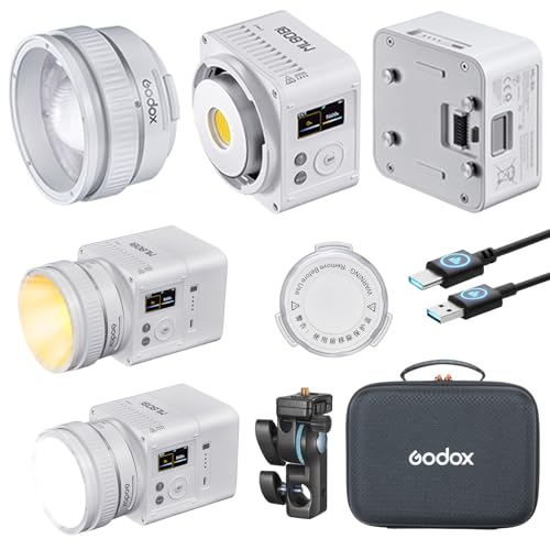 Godox ML80Bi LED Video Light Bi-Color, 100W 2800K-6500K, 29600Lux@1m CRI96+ TLCI96+, APP Control, USB-C, w/ML-Z Reflector & 95Wh Battery, 11 FX 0-100% Dimming for Photography,Outdoor Filming