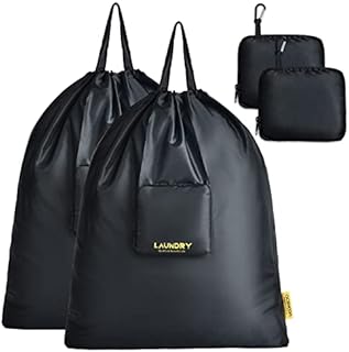 aceyoon Large Drawstring Bag 2 Pcs with Handle, Foldable Travel Laundry Bags 27×23 inch Tear Resistant Large Laundry Bag with Removable Hook Storage Bag for Dirty Clothes/Toy, Hamper/Basket Camp/Home