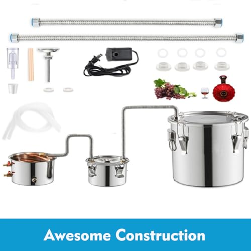 Distilling Kit Shine Still Home Brewing Distillery Kit 8 Gallon with Stainless Pot and Thumper Water Pump Copper Coil for Wine Making DIY Whisky Brandy Vodka