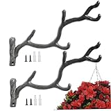 Set of 2 Vintage Cast Iron Branch Design Plant Hanger Bracket, Decorative Hooks for Indoor and Outdoor Use, Wall Mounted Plant Holder, Rustic Decor