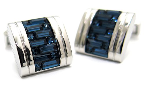 タテオシアン(TATEOSSIAN) ベルグレイヴィア インターロックDシェイプ スワロフスキー カフス (ブルー) (カフスボタン/カフリンクス)