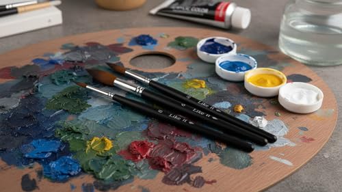 Image of Like it Professional Round Mop Paint Brush Set (4 Pcs-Size 4, 6, 8, 14) - Matte Black Wooden Handle, Fine Detail Brushes for Acrylic, Watercolor&Oil Painting - Art & Craft for Kids, Beginners&Artists