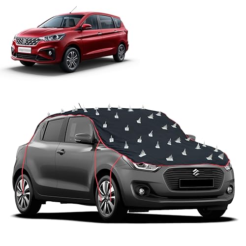 Image of Dog Protection Spike Car Cover for Ertiga Bonnet to Roof Easy Installation with 4 Elastic Hook Strap | Anti-Scratch Soft Cotton Inner | Complete Protection from Street Dogs & Monkeys