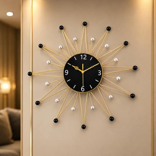 Image of Luxury Gold Sunburst Metal Wall Clock