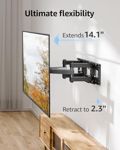 Image of EconoMe TV Wall Mount for Most 32-65 inch Flat Screen /LED /4K TVs, TV Mount with Swivel and Tilt Articulating Dual Arms, Full Motion Wall Mount up to 16 inch Stud, Max VESA 400X400mm, up to 99lbs