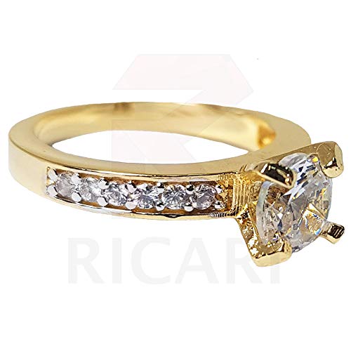 Anel Solitário Feminino Banhado Ouro 18k Zirconia Luxo Noivado Princesa Lindo - Ricari Tamanho: 16