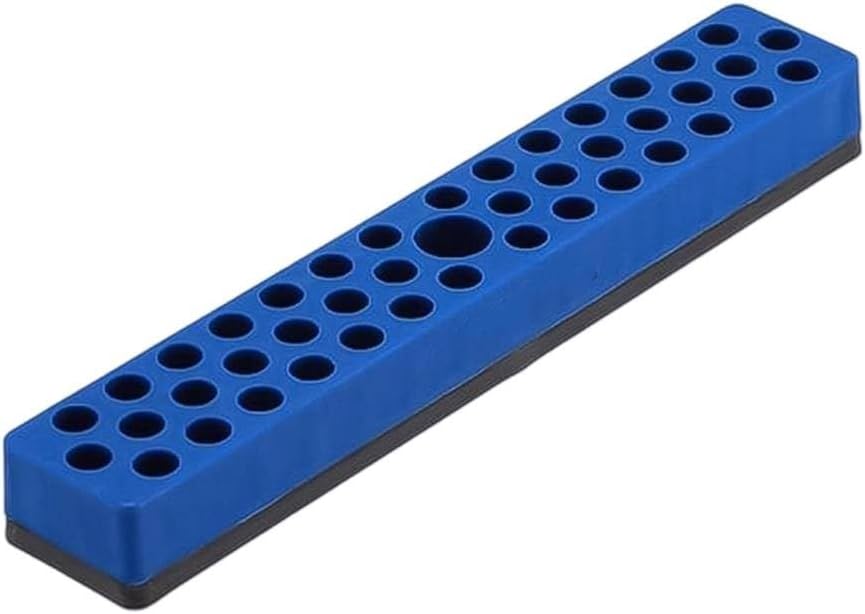 Hex Bit Holder 1/4-inch Screwdrivers – 43-Hole Magnetic Base Organizer with -Resistant Polypropylene, Red/Green/Blue (180 x 20 x 31 mm) – Tool Storage & Workshop Organization(blue)