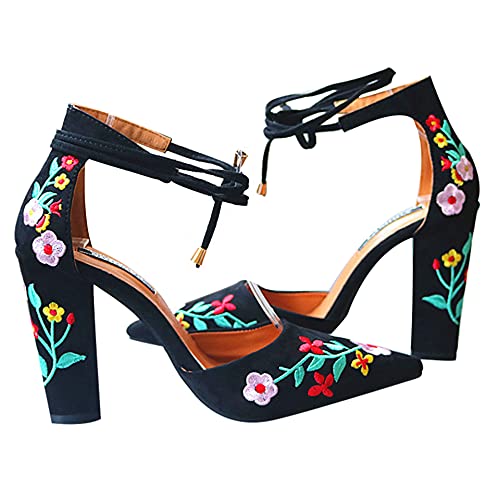 Hee grand Women's Heels Closed Toe Ankle Strap Chunky Block High Heel Sandals Dress Evening Party Platform Pump Shoes2