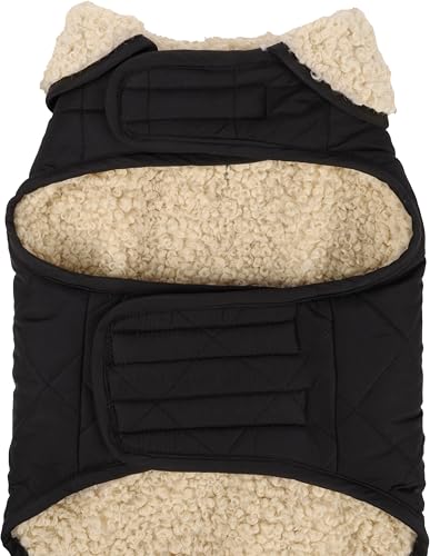 Flamingo Hundemantel – Bonnie – Schwarz – A: 55 cm | B: 40–48 cm | C: 68–74 cm – Premium Line – wasserabweisend, waschbar bei 30 °C, Klettverschluss, Plüschfutter