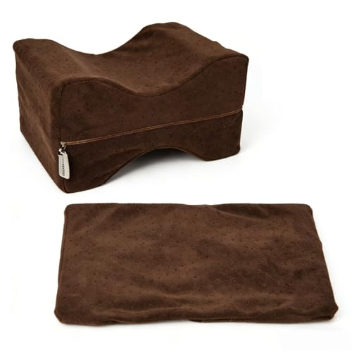 Firmosa Home Knee Pillow Cover with Zipper 10x8x6 Replacement Leg Pillow Case No-Pilling Velvet & Machine Washable Knee Pillow Case Plush Soft Brown Leg Pillow Cover for Contour Support from