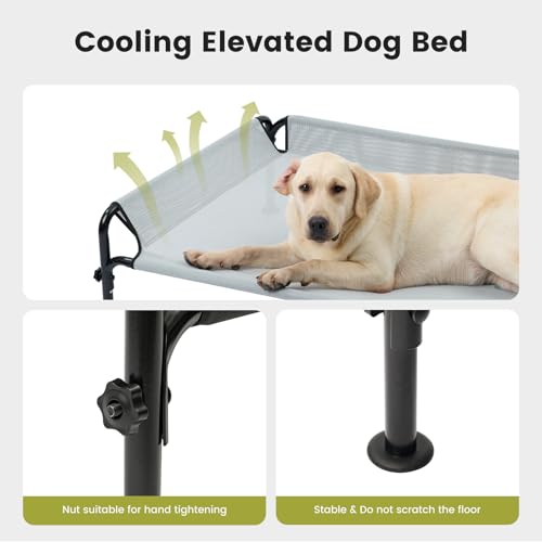 Gardner Pet Hundeliege Outdoor, Erhöhtes Hund Haustierbett, Kühlendes Hundebett für Draußen, Haustierliege Waschbar und Robuster mit guter Luftzirkulation, Grau, M, 107 x 76 x 31 cm