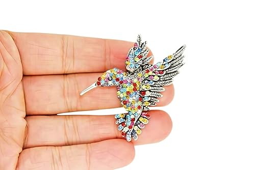 Image of Hummingbird Brooch Pins for Women Fashion Bird Pins Elegant Rhinestone Crystal Women's Brooches Pin Unique Bird Costume Jewelry