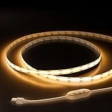[Ruban LED COB] – Les bandes lumineuses COB 640LED/2M ont des puces LED plus denses que les lumières LED SMD, ce qui rend les unités émettrices plus proches les unes des autres, presque sans points sombres, et créent des performances d'éclairage super uniformes. En même temps, il apporte une efficacité lumineuse plus élevée
